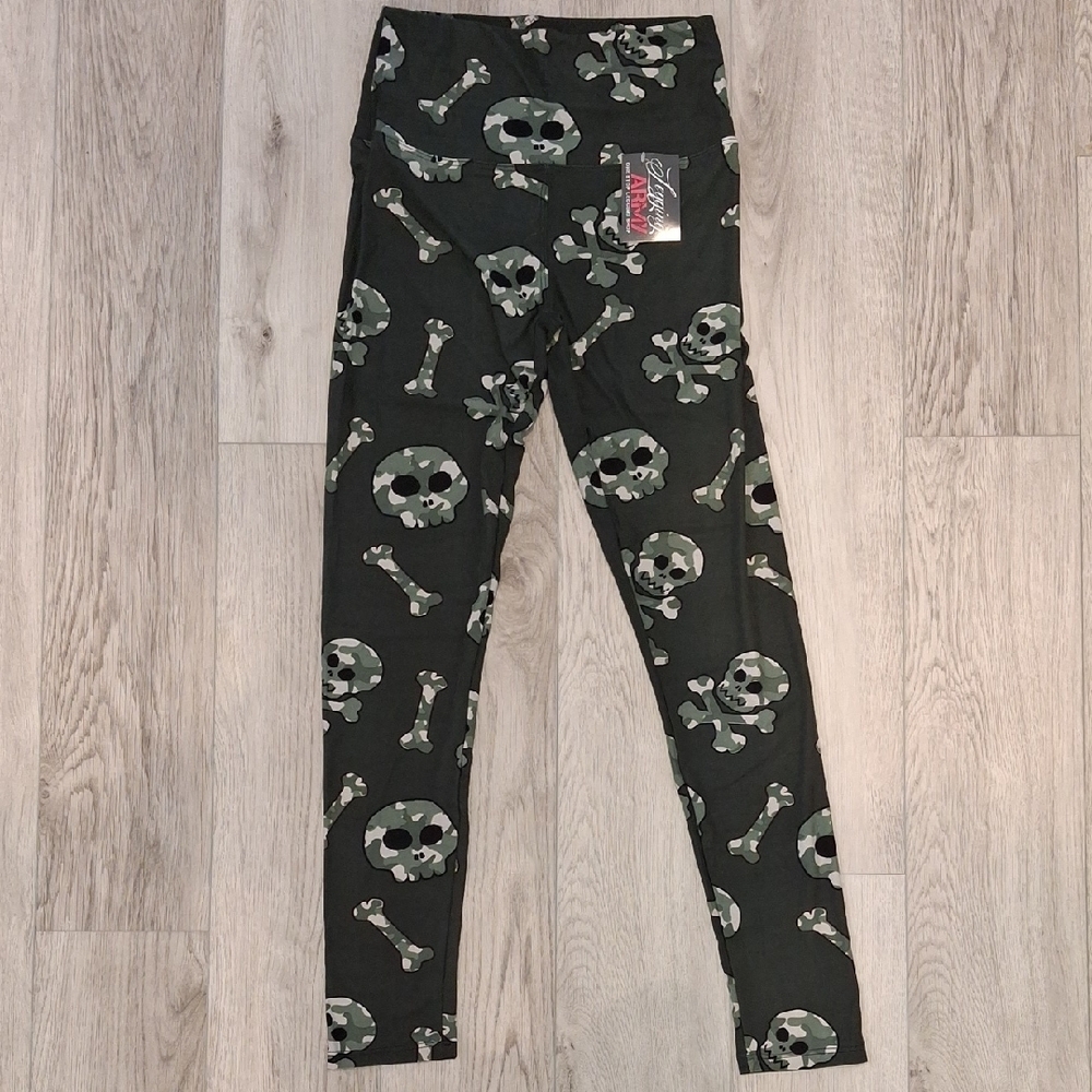 Women's Skull Print Leggings - Black
